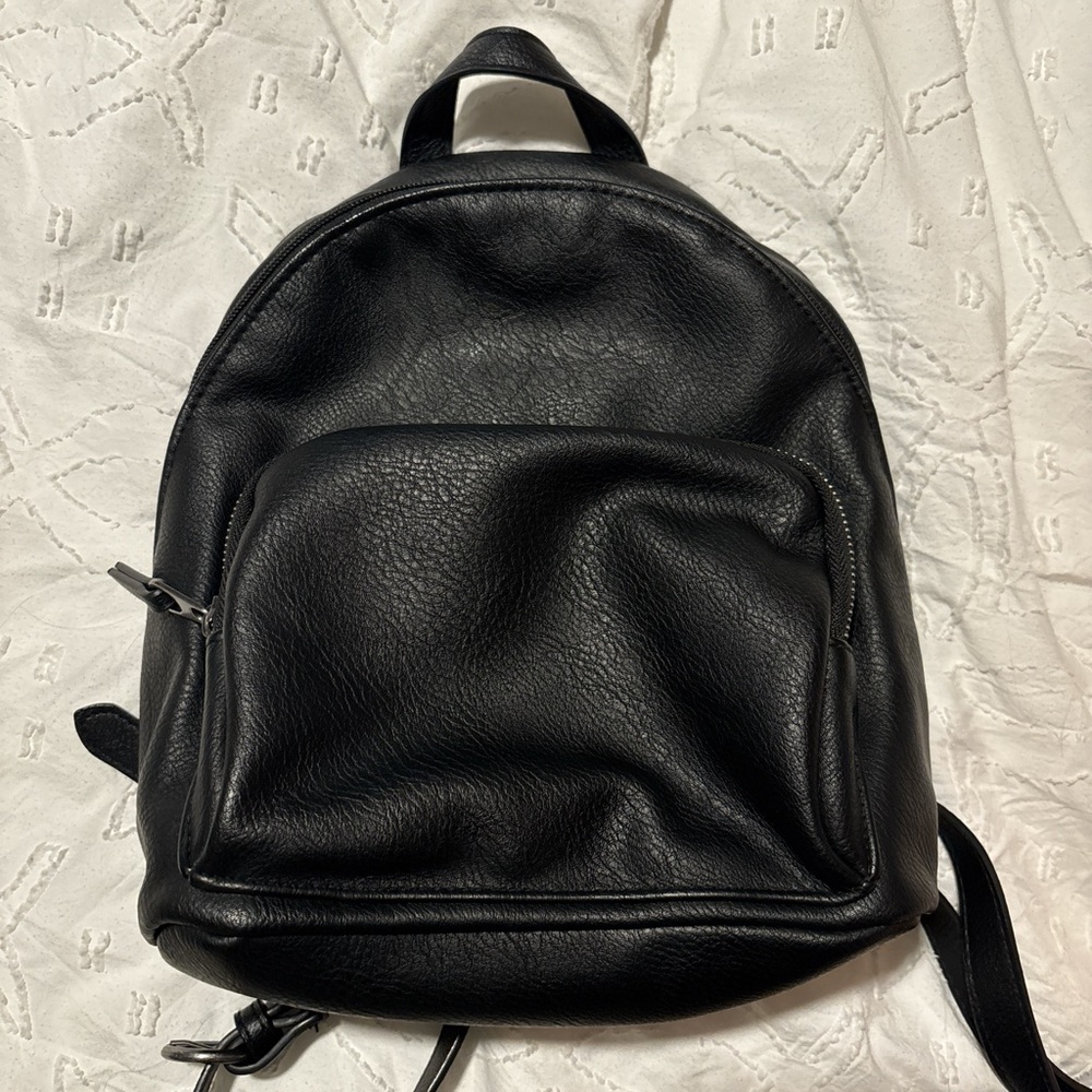 Black faux Leather Backpack